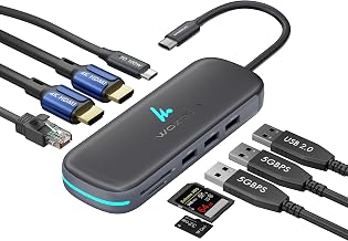 Type C 9 in 1 Wozoyo Docking Station with 2XUSB 5Gbps, 2X4K HDMI, Gigabit Ethernet, SD & TF Card Reader, PD 100W, USB 2.0, USB-C Hub, Compatible with Thunderbolt 4, macOS, Windows, Android & iOS - Image 1