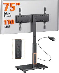 Rolling TV Stand with Power Outlet for 32-75 Inch TVs, 110 lbs Capacity