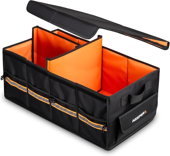 KEEPER Extra Large Car Trunk Organizer, 70L, Multi-Compartment Collapsible Car Organizers and Storage, Non-Slip Bottom, Suitable for SUV, Minivan