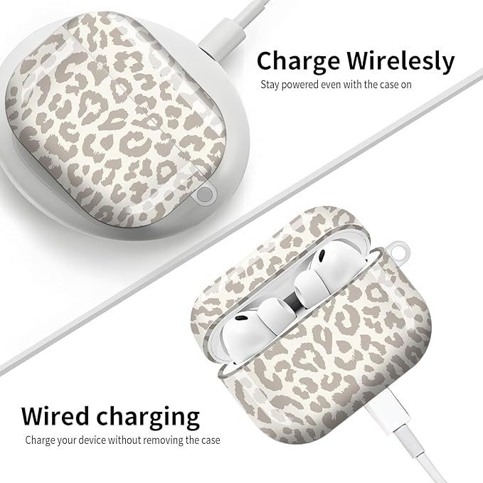 Compatible with AirPod Pro 3 (2025),Cute Case Cover for Women & Men, Full Protection Shockproof Hard Case with Keychain, Wireless Charging Case Accessories(Light Leopard Print)