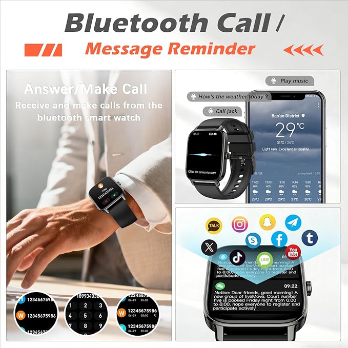 Smart Watch for Women Fitness Tracker: Make Answer Call Waterproof Running Smartwatch Android Phone iPhone Samsung Compatible Digital Mens Watches Pedometer Step Tracker Heart Rate Monitor