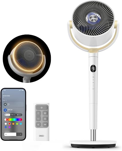 DREO Smart Pedestal Fan for Bedroom, 120°+120° Omni-Directional Oscillating