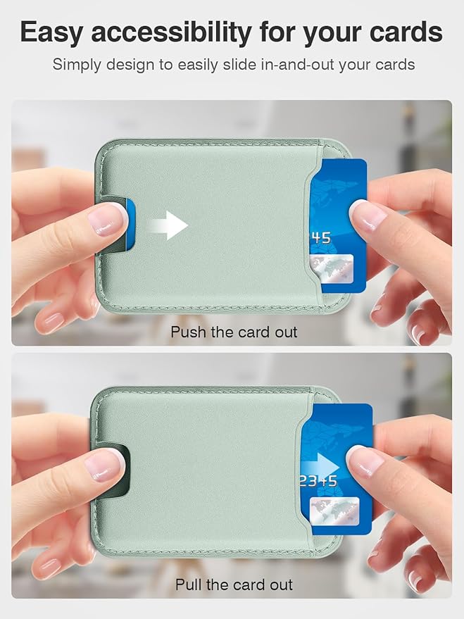 TopMade for Magsafe Wallet, Strongest Magnetic Card Holder for iPhone 17, iPhone 16/15/14/13/12 Series, Leather Magnetic Phone Wallet with Powerful Magnets, RFID Blocking, Fit 4 Cards, Green
