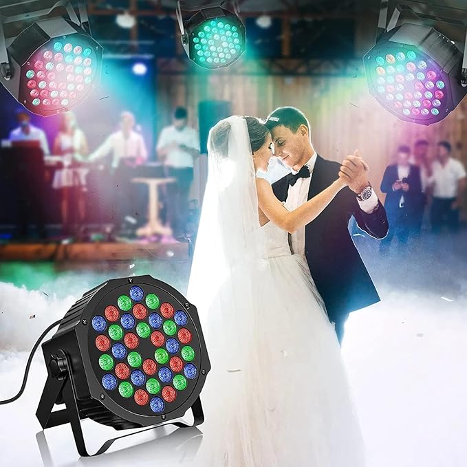 Rechargeable Stage Par Lights U`King RGB 36 LED Uplights Battery Powered with RGB 36W DJ Uplights Sound Activated Control for Wedding DJ Disco Events Halloween Church Live Party - 12 Pack