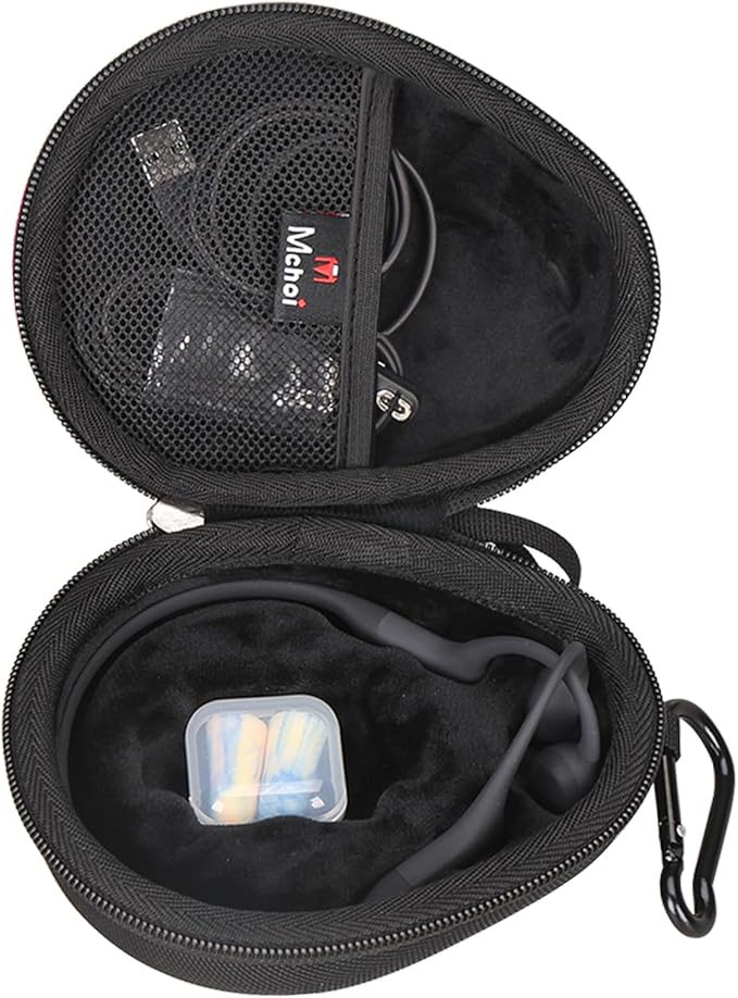 Mchoi Hard Case Suitable for Aftershokz Aeropex/Aftershokz Titanium Mini/Aftershokz Air/Aftershokz Openmove/Openrun Pro, Open-Ear Wireless Bone Conduction Headphones, Black, Case Only
