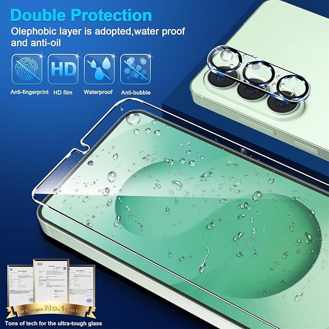 3 Pack for Samsung Galaxy S26 Plus Screen Protector Tempered Glass + 3 Pack Camera Lens Protector, Military Grade Shatterproof, 9H Hardness, Fingerprint Unlock, Case Friendly 6.7 Inch