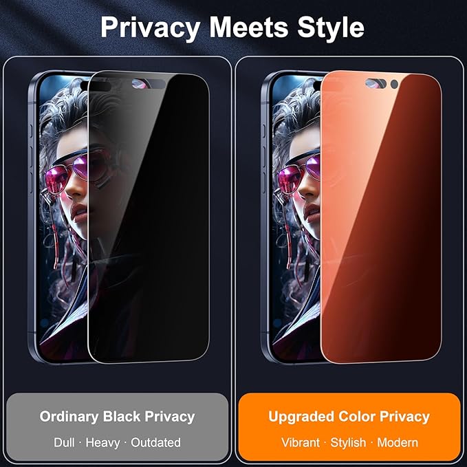Esanik [2-Pack for iPhone 17 Pro Max Sunset Color Privacy Screen Protector - Gradient Purple Anti-Spy Tempered Glass, Anti-Blue Light, Pink Military-Grade 9H Hardness,Shatterproof, Flawless Fit Tray