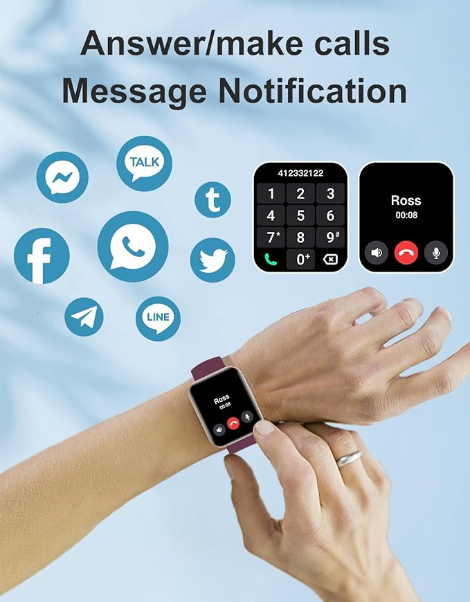 Smart Watches for Men Women (Answer/ Make Calls) Compatible with iPhone Android Phones, 1.85" Smartwatch Fitness Tracker with 100+ Sports Heart Rate Monitor Pedometer Sleep Tracker Waterproof (Purple)