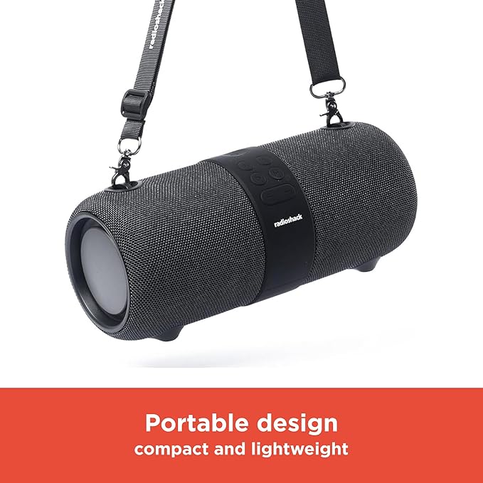 RadioShack IPX6 Waterproof Bluetooth Speaker with RGB Light and Mic, 14W (Black)