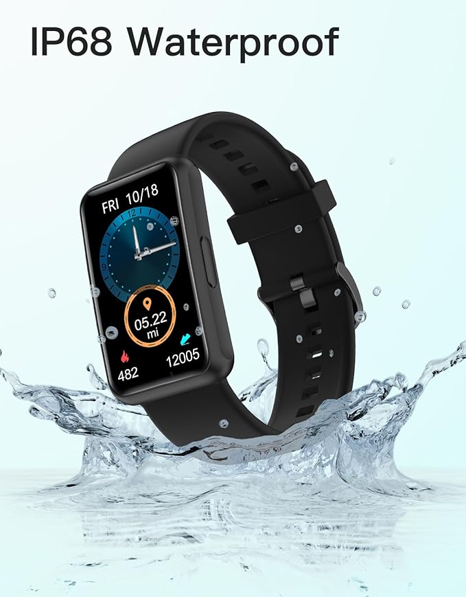 HUAKUA Fitness Tracker No Bluetooth No APP No Phone Needed, Fitness Watch for Men Women Parents IP68 Waterproof with Full Touch Screen Steps Calories Counter Sleep Tracker Alarm Clocks (Black)