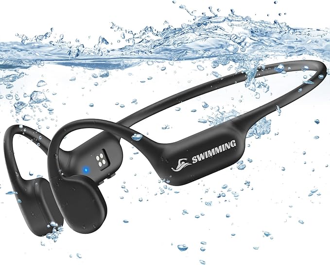 Swimming Headphones, Bone Conduction Headphones, 5.4 Bluetooth wireless open Earphones Sports,IP68 Waterproof Headphone Built-in 32GB MP3 Player,swimming headphone underwater for Running, Cycling