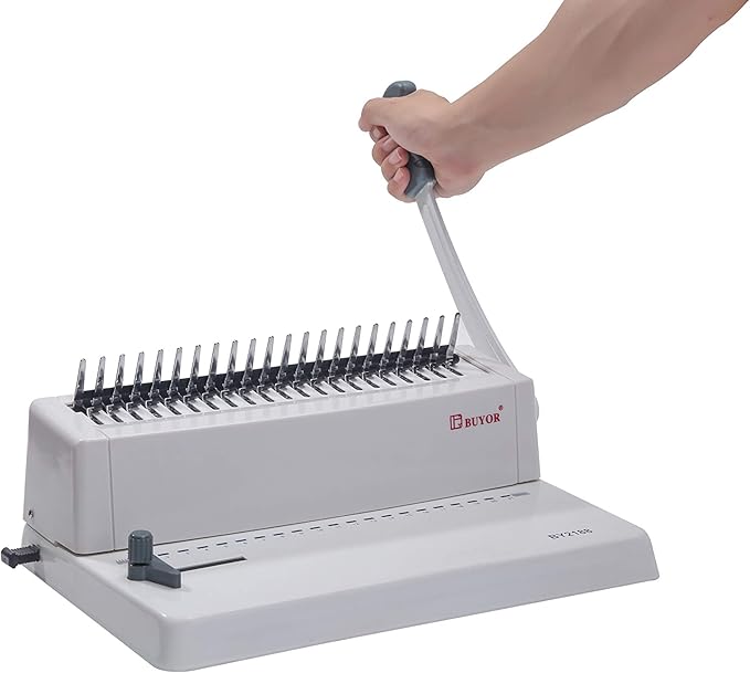 21 Hole Metal Binding Machine Comb Binding Manual Punch and Bind Operation Capacity:250 Sheets by BUYOR