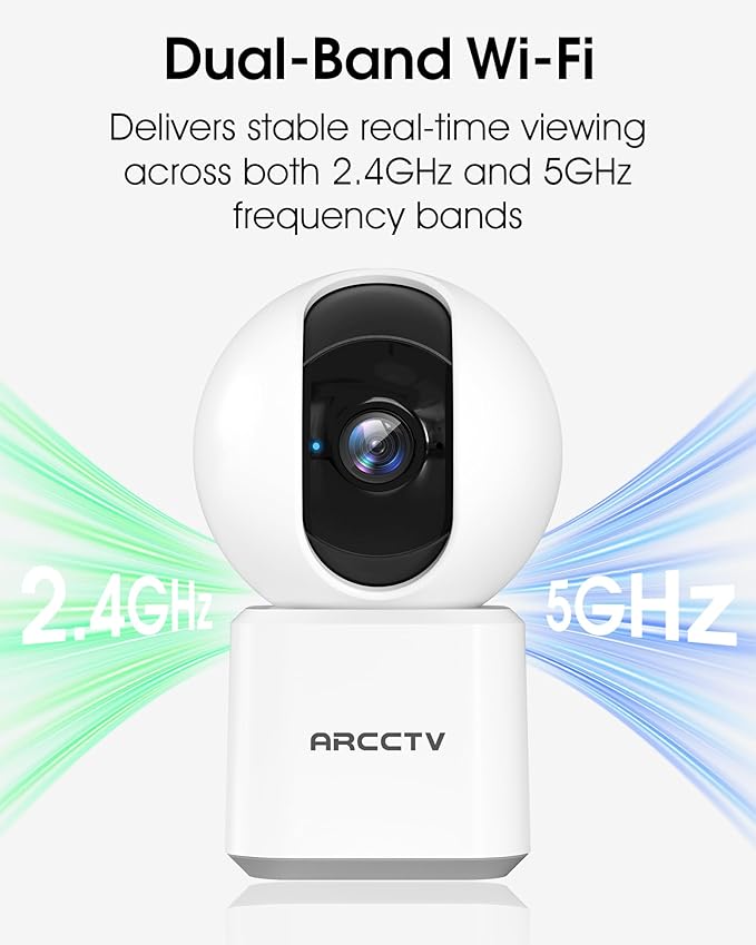 Indoor Security Camera, Camera for Home Security, 5G&2.4GHz Pet Camera with WiFi 6, Motion Tracking, 2-Way Audio, Night Vision, Cloud & SD Card Storage, Compatible with Alexa