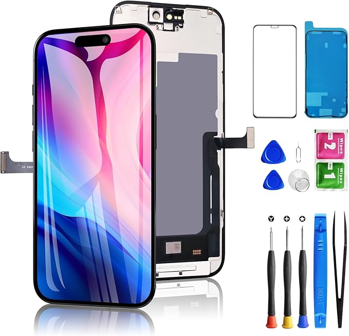 for iPhone 15 Pro Screen Replacement 6.1 inch Full HD, 3D Touch LCD Screen Display Digitizer Assembly with Repair Tools, Compatible for Model A2848, A3101, A3102, A3104