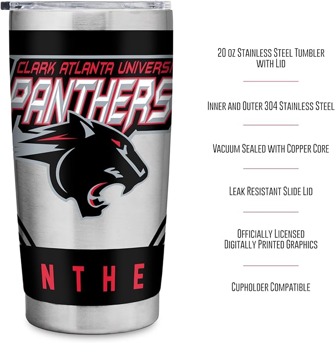 Rico Industries NCAA 20oz Stainless Steel Tumbler with Lid - Great For Coffee, Tea, Water or Cocktails