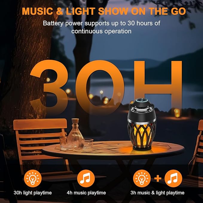 Outdoor Speakers with Colorful Lights, Mens Gifts for Birthday, Portable Bluetooth Speaker, HD Stereo Sound, Torch Atmosphere Speaker Waterproof for Patio/Pool/Camping Cool Gadgets 2 Pack