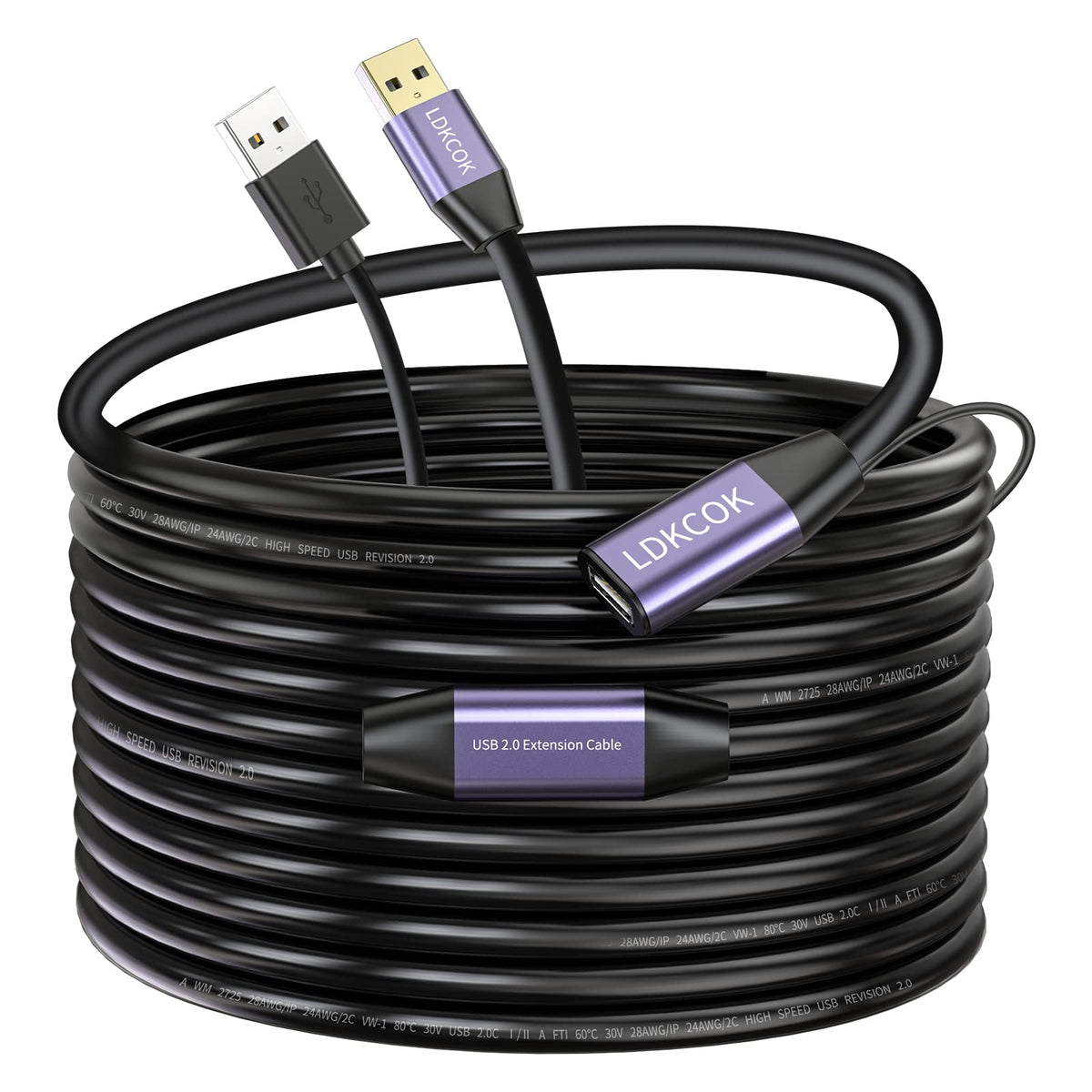 USB 2.0 Type A Male to A Female Active Repeater Extension Cable 50ft, High Speed 480 Mbps - Image 1