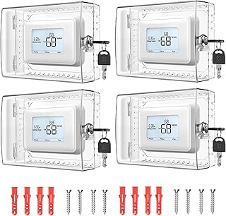 Gedreew 4 PCS Large Thermostat Lock Box Cover with Key, Clear Thermostat Cover with Lock Compatible with Home Thermostat On Wall, AC Lock Box Cover with Key Fits Thermostats 5" H x 6" W or Smaller