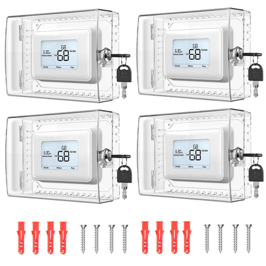 Gedreew 4 PCS Large Thermostat Lock Box Cover with Key, Clear Thermostat Cover with Lock Compatible with Home Thermostat On Wall, AC Lock Box Cover with Key Fits Thermostats 5" H x 6" W or Smaller