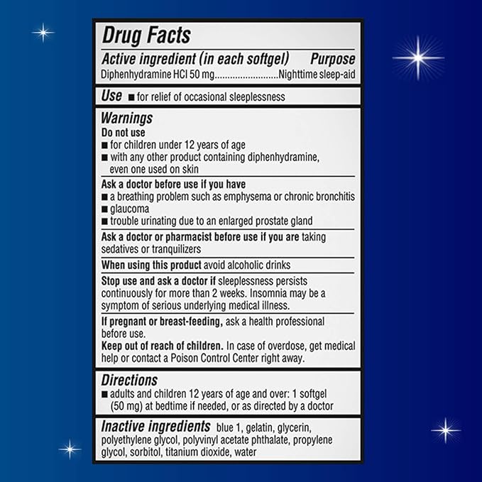 Unisom Nighttime Sleep-Aid Gels, Diphenhydramine HCI 50mg, 100 Count