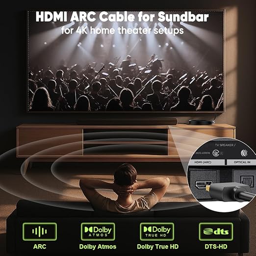 Short HDMI Cable 1FT 5-Pack, 4K HDMI to HDMI Cable 1FT Multi-pack,Slim HDMI 2.0 Cord 1 FT Flexible with 4K@60Hz,2K@165/144Hz,HDCP 2.2, HDR, ARC & CL3 Rated | for Camera, Laptop, Monitor, TV, Soundbar