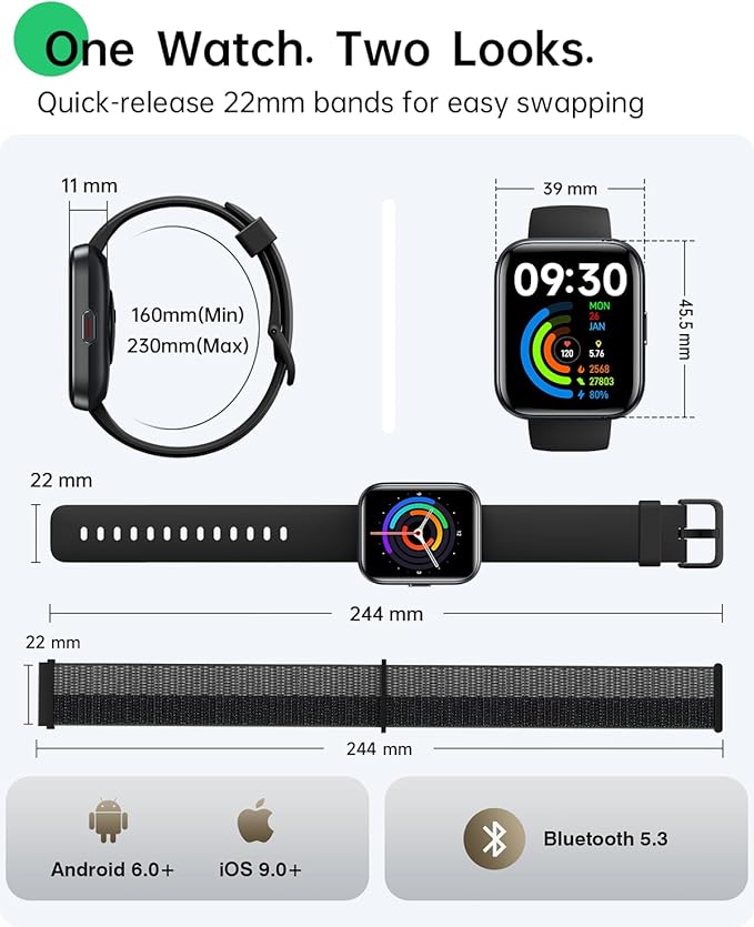 Smart Watches for Women Men, 1.83" HD Alexa Smart Watch for Android & iPhones (Calls/SMS/Reminders), Fitness Watch with Heart Rate Monitor, Sleep/Step Count Tracker, 120+ Sport Modes Pedometer Watch