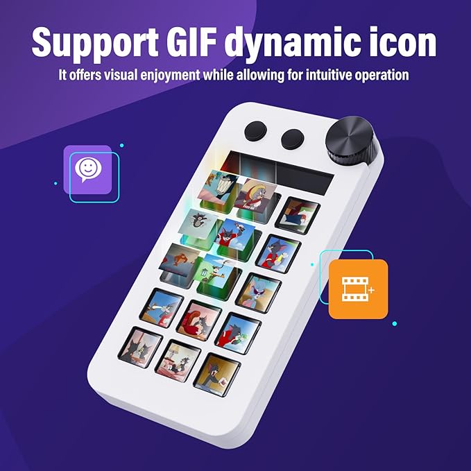 Macro Pad,Macro Shortcut Keyboard,With15 Customizable Macro Keys,Three Modes (Shortcut Keys,Calculator and Numeric Keypad),Work for OBS,PowerPoint,Photoshop and Adobe Premiere Pro(N1 White)