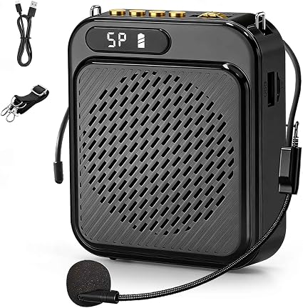 Bluetooth Voice Amplifier for Teachers, 10W Portable Voice Amplifier with Mic Wired, Personal Microphone Headset and Speaker for Classroom, Tour Guide, Elderly, Yoga (Black)