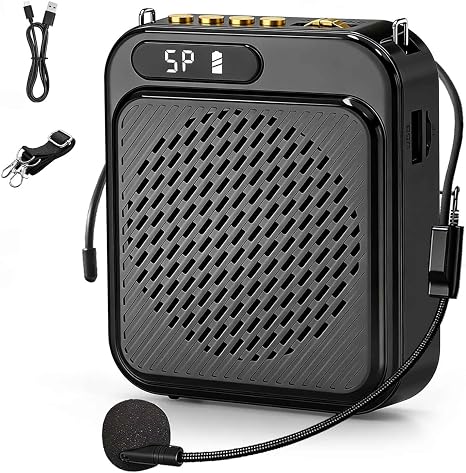 Bluetooth Voice Amplifier for Teachers, 10W Portable Voice Amplifier with Mic Wired, Personal Microphone Headset and Speaker for Classroom, Tour Guide, Elderly, Yoga (Black)