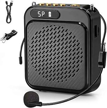 Bluetooth Voice Amplifier for Teachers, 10W Portable Voice Amplifier with Mic Wired, Personal Microphone Headset and Speaker for Classroom, Tour Guide, Elderly, Yoga (Black)