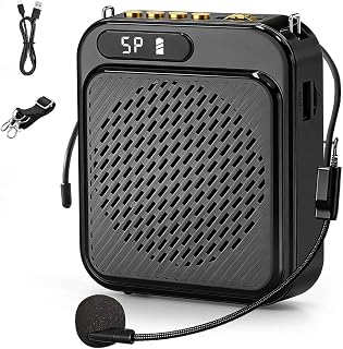 Bluetooth Voice Amplifier for Teachers, 10W Portable Voice Amplifier with Mic Wired, Personal Microphone Headset and Speaker for Classroom, Tour Guide, Elderly, Yoga (Black) - Image 1