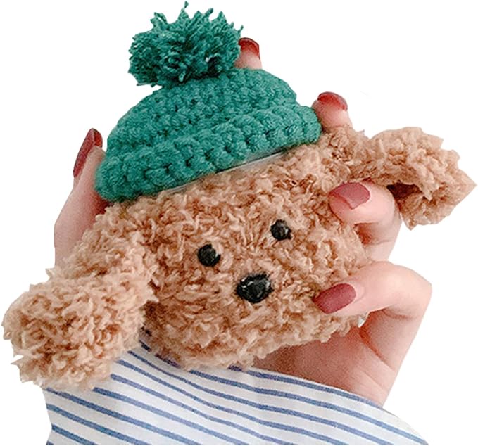 SGVAHY Furry Case for AirPods Pro 3rd Generation Funny Cute 3D Cartoon Plush Design Teddy Green Hat Soft Warm Fluffy AirPod Pro 3 Cover with Keychain Kawaii Anti-Fall Protective Case Girls Women