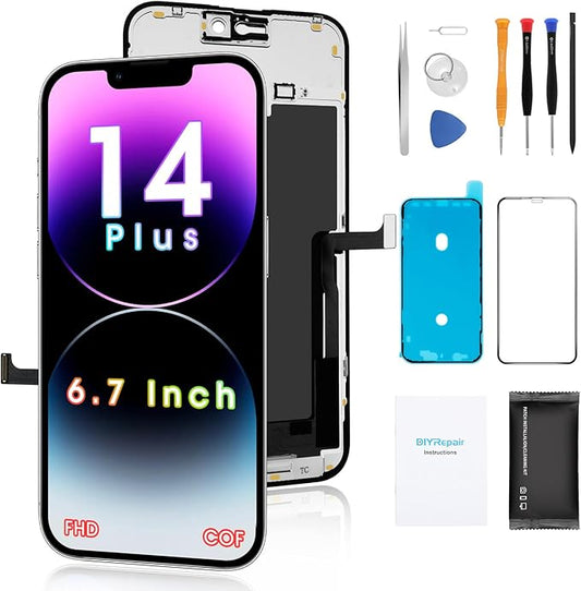for iPhone 14 Plus Screen Replacement 6.7', 3D Touch Display Full Repair kit, Digitizer Assembly with Tools Set, Tempered Glass, Instruction