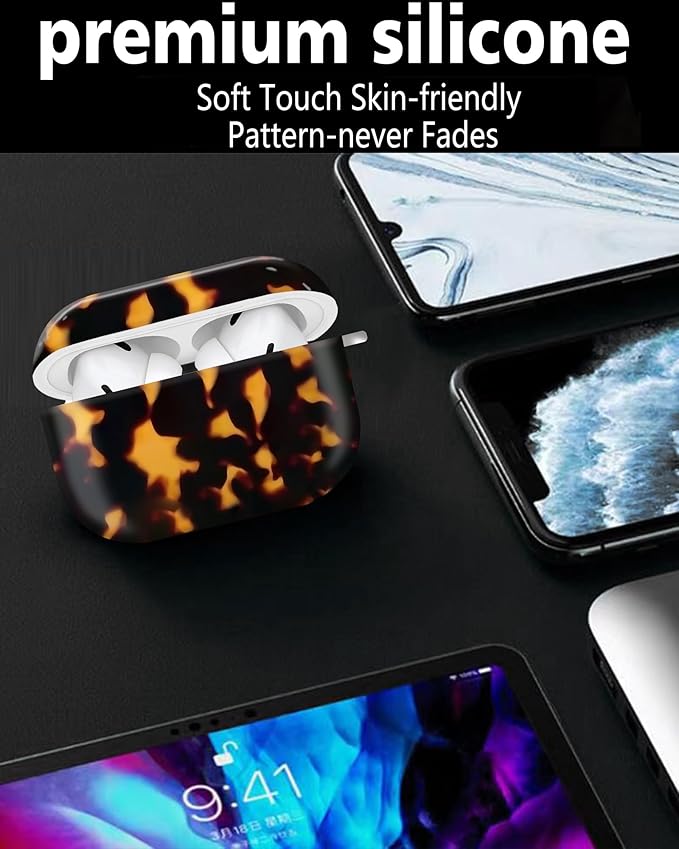 Cute Hard Case Compatible with AirPods Pro 2nd/1st Generation, Protective Cover with Golden Keychain, Fits 2023/2022/2019 Models, for Women, Girls, and Men(Luxury Leopard)