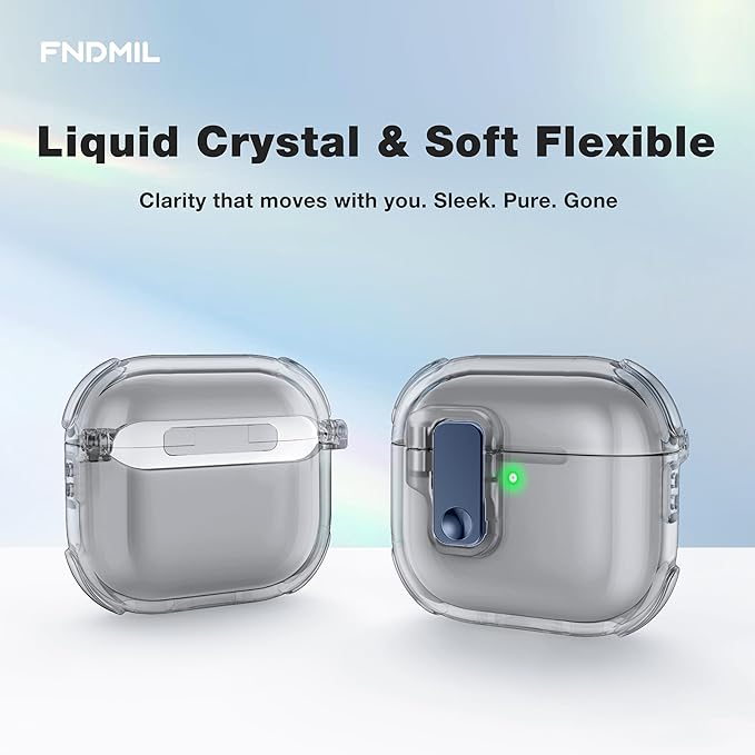 Clear Case for AirPods 4 Case Cover with [Lock Safety & Pop Up][Military Shockproof] Anti-Yellow Transparent Soft TPU Wireless Charging for AirPods 4th Generation Case with Keychain,Clear Black