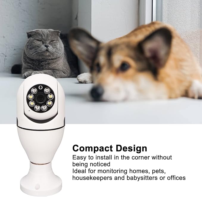 Cuifati Light Bulb Security Cameras Outdoor, 2.4G 5G 1080P HD 5MP Security Light Bulb Camera, Night Two Way Audio Function Motion Detection Home Security Camera