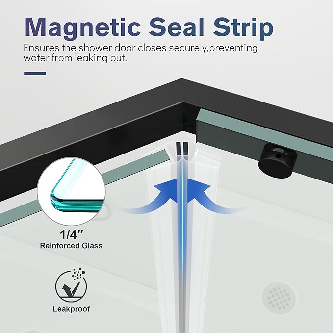 Neo-Angle Frameless Shower Door, 36" D x 36" W x 72" H Corner Shower Enclosure, 1/4" ANSI Tempered Glass with Explosion-Proof Film Nano Coating, Stainless Hardware, Shower Base Not Included