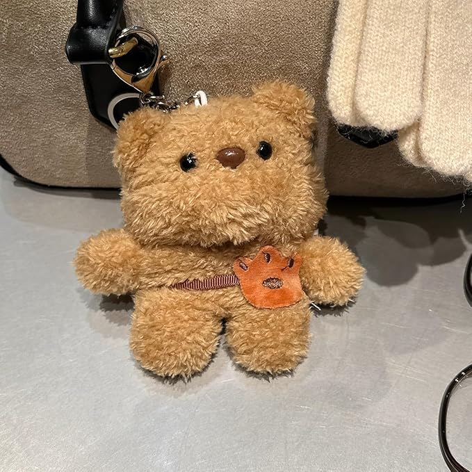 Yatchen Furry Case for AirPods Pro,Funny Cute 3D Cartoon Plush Kawaii Khaki Backpack Teddy Bear Fluffy Soft Warm Cover Case Carrying with Keychain Anti-Fall Protector for AirPods Pro