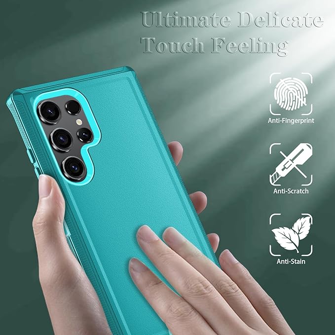 ONOLA Compatible with Samsung Galaxy S24 Ultra Case with HD Screen Protector, Heavy Duty Shockproof & Dropproof 3-Layer Cover Phone Case,LakeSkyBlue
