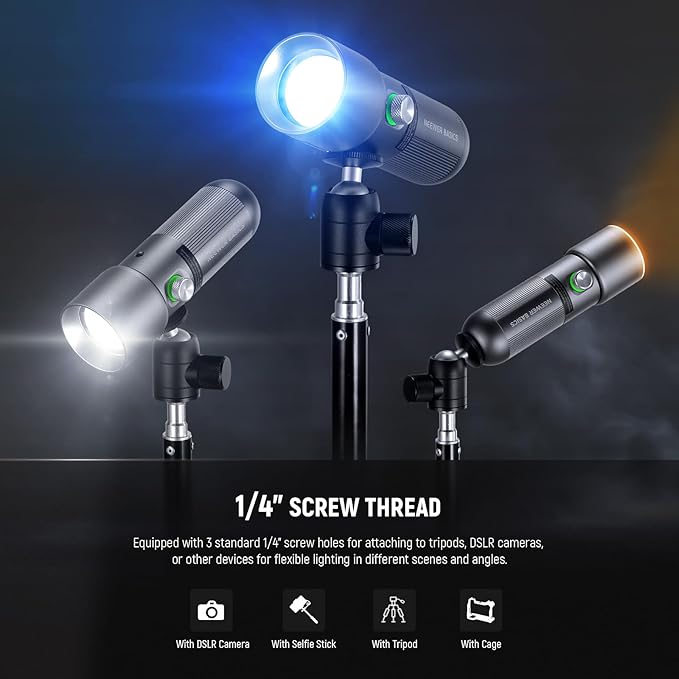 NEEWER BASICS RGB Photography Flashlight, 4 Color 10W Portable LED Video Spotlight with 20 Gobo Filters/7500mAh, Aluminum Alloy Patterned Ambient Sunset Light for Video Recording Studio Lighting, FL10