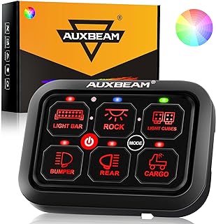 Auxbeam 6 Gang Switch Panel RA60 3 Modes RGB Dimmable IP65 Waterproof - Image 1