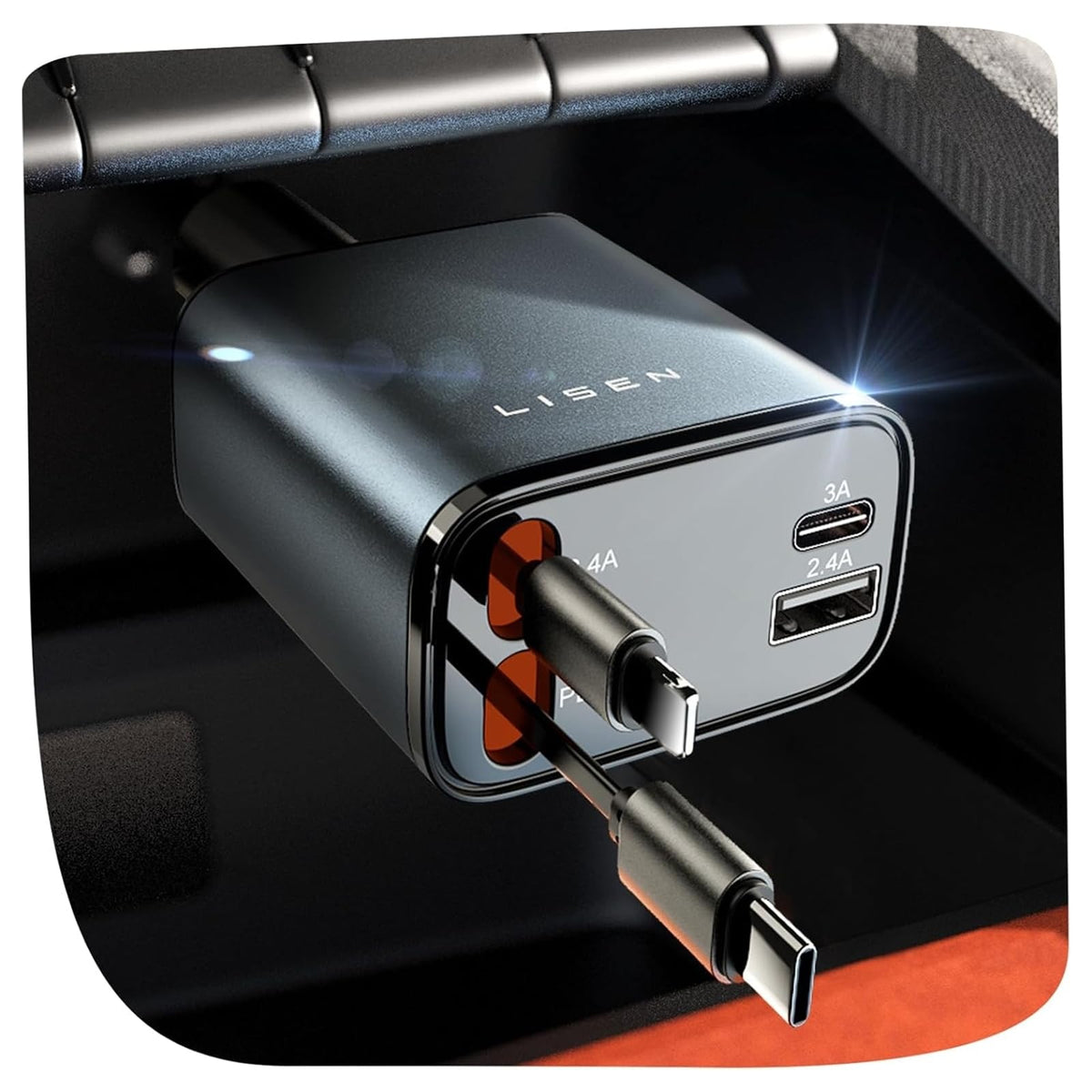 LISEN Retractable Car Charger, 84W Car Charger USB C | Charging & Powe - Image 1