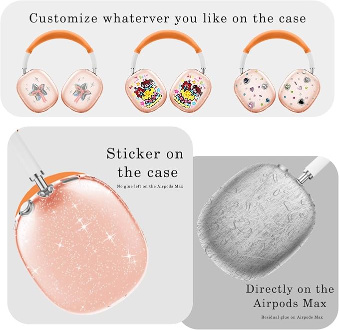 Case Cover for AirPods Max Headphones,Anti-Scratch Ear Pad Case Cover/Ear Cups Cover/Headband Cover/Top Pad Protector,for AirPods Max. Clear Soft TPU and Silicone,Skin Scratch Proof.