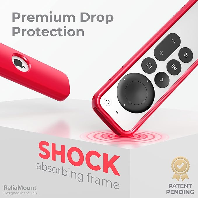 Case for Apple TV Remotes – Premium Drop Protection and Comfortable to Hold – Designed in USA (Premium Red with Soft Microfiber Lining)