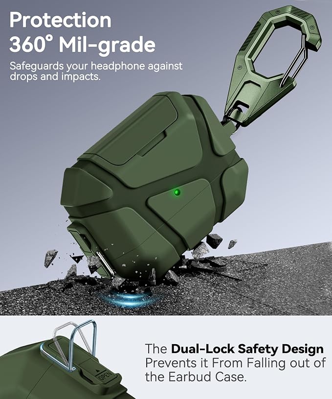 for AirPods Pro 3rd Case (2025 New),Secure Lock & Phone Stand Design Compatible with Airpods Pro 3 Generation Cover with Cleaner Kit-Green