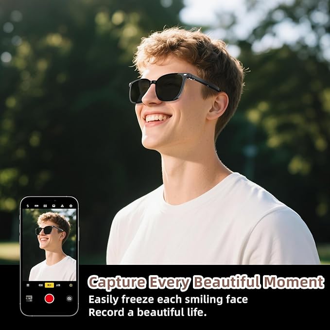 Smart Glasses for Men Women, Bluetooth-Audio Glasses with Clear Blue Light Glasses & UV400 Polarised Magnetic Lenses, Auto On/Off, Call/Music, Unisex Intelligent Sunglasses for Cycling Driving (G05)