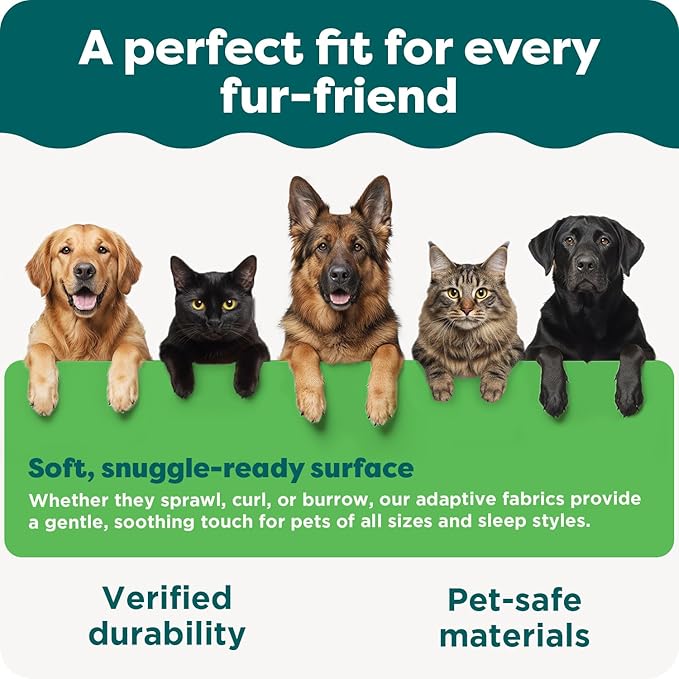 FurHaven Cooling Gel Dog Bed for Large Dogs, L-Shaped Chaise with Cool Gel-Top Foam & Solid Orthopedic Foam Base for Joint Support, Washable Cover, Jumbo/XL, Plush Faux Fur & Suede, Dark Sage