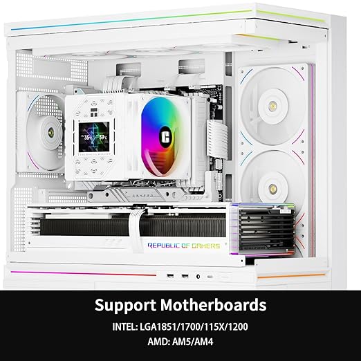 Thermalright Peerless Assassin 120 Vision ARGB White CPU Cooler, PC Cooling 6 Heat Pipes, 2.8’’ Magnetic Display Screen with 320x240 Resolution,for AM4/AM5 and Intel LGA1700/1851
