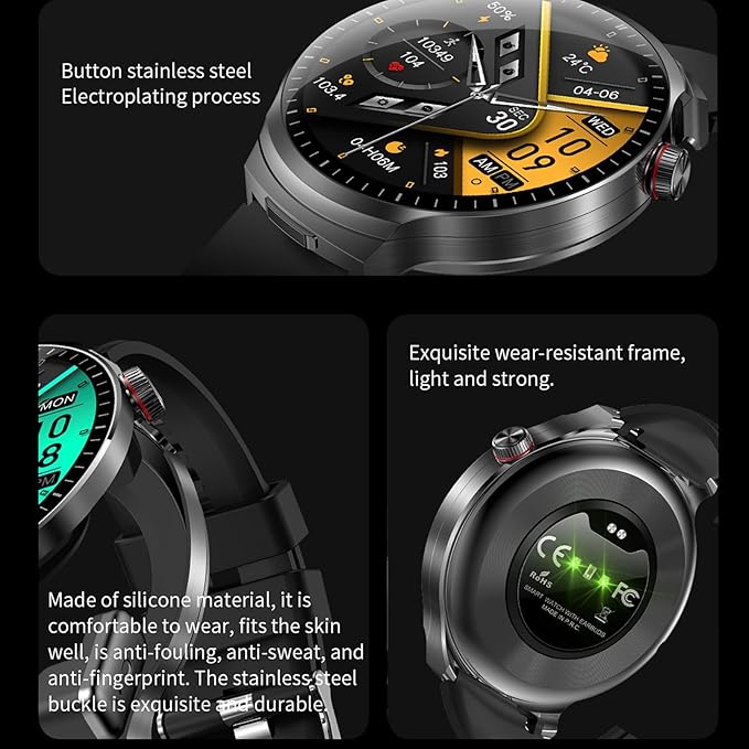 Smart Watch with Bluetooth Earbuds, 1.85-Inch Round HD Screen, Military Style, IP67 Waterproof, 100+ Sports Modes, Heart Rate Monitor, Sleep Tracker, Music Control
