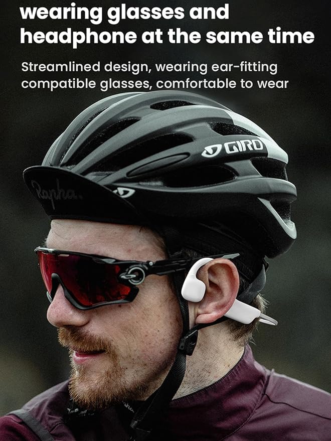 Bone Conduction Headphones Bluetooth, Wireless Headset Waterproof Open Ear Bone Conducting Headphones Wireless Bluetooth 5.2 Sports Earbuds Bone Induction Headphones with Mic for iPhone Android